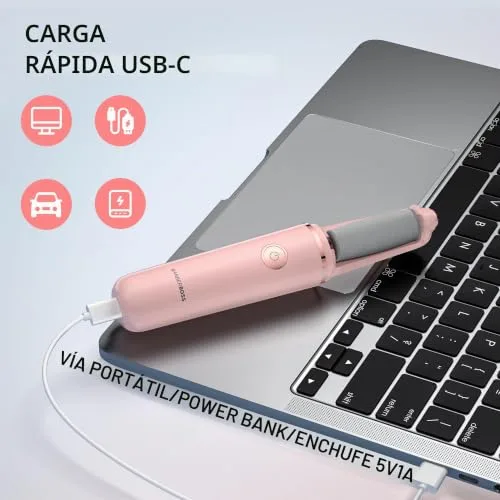 BARBERBOSS ▫️ Lixa elétrica para pés, removedor de calos para pés, kit de pedicure recarregável, cabeças de rolo finas e grossas, carregamento por USB, tampa protetora (Rosa) 6