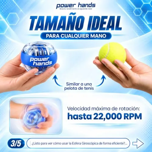 Power Hands ▫️ Gyro Ball – Giroscópio de mão para recuperação, fortalecimento e exercícios do pulso e antebraço – Bola de reabilitação e treino desportivo - Hand Grip 4