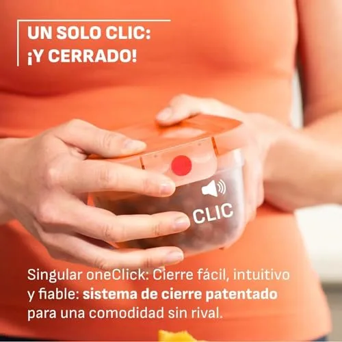 Emsa ▫️ oneClick, recipiente para armazenamento de alimentos, um clique, abre e fecha sem esforço, mantém os alimentos 2 vezes mais frescos, 100% hermético, empilháveis, conjunto de 5 peças em laranja, 2x 0,50 L, 2x 1,20 L, 1x 2,30 L, N1230900 3