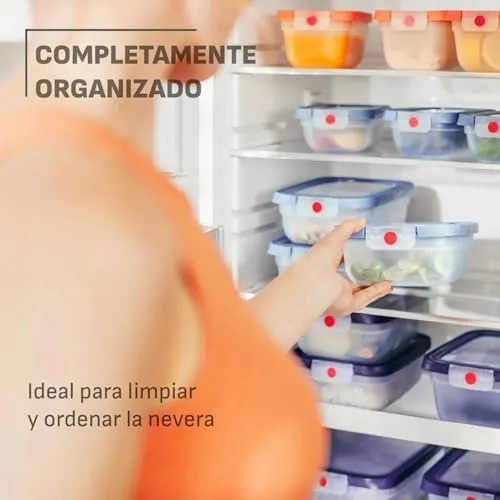 Emsa ▫️ oneClick, recipiente para armazenamento de alimentos, um clique, abre e fecha sem esforço, mantém os alimentos 2 vezes mais frescos, 100% hermético, empilháveis, conjunto de 5 peças em laranja, 2x 0,50 L, 2x 1,20 L, 1x 2,30 L, N1230900 4
