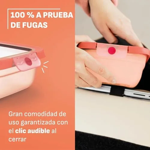 Emsa ▫️ oneClick, recipiente para armazenamento de alimentos, um clique, abre e fecha sem esforço, mantém os alimentos 2 vezes mais frescos, 100% hermético, empilháveis, conjunto de 5 peças em laranja, 2x 0,50 L, 2x 1,20 L, 1x 2,30 L, N1230900 5