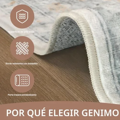 GENIMO ▫️ Tapete de Sala Vintage, Tapetes de Área Laváveis na Máquina, Tapetes com Base Antiderrapante, Tapete de Quarto de Pêlo Curto para Cozinha, Sala de Jantar, Castanho Claro Taupe, 240 x 300 cm 2