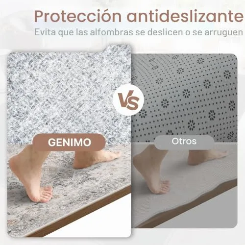 GENIMO ▫️ Tapete de Sala Vintage, Tapetes de Área Laváveis na Máquina, Tapetes com Base Antiderrapante, Tapete de Quarto de Pêlo Curto para Cozinha, Sala de Jantar, Castanho Claro Taupe, 240 x 300 cm 3