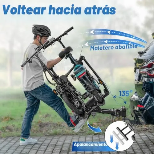 Favoto ▫️ Suporte para bicicletas E-Bike com rampa dobrável – Suporte de bola para 2 bicicletas (60 kg), em alumínio, antirroubo, luzes de 13 pinos e suporte para matrícula 5