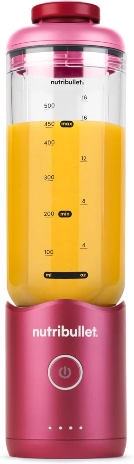 NutriBullet ▫️ Flex XL 650ml - Liquidificadora de batidos portátil com tampa com bico e pega, picadora, tritura gelo e frutas congeladas, USB-C, copo sem BPA, fácil de limpar, magenta (NBP213MA)