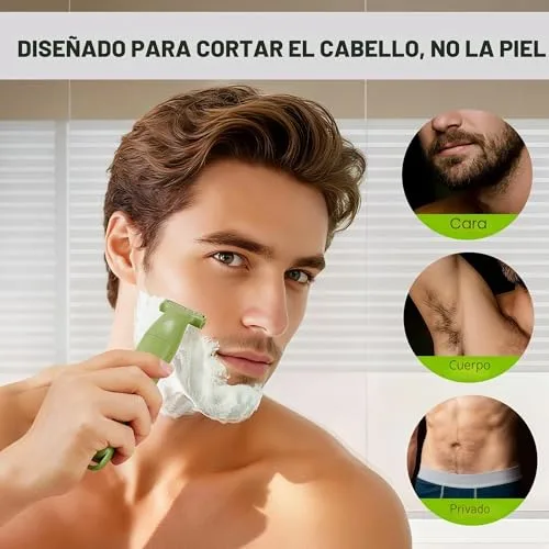 BARBERBOSS ▫️ Aparador de precisão 3 em 1 para homem, kit de cuidados pessoais para barba e cabelo, aparador corporal, aparador para o nariz e as orelhas, máquina de barbear sem fios para homem (Verde) 5