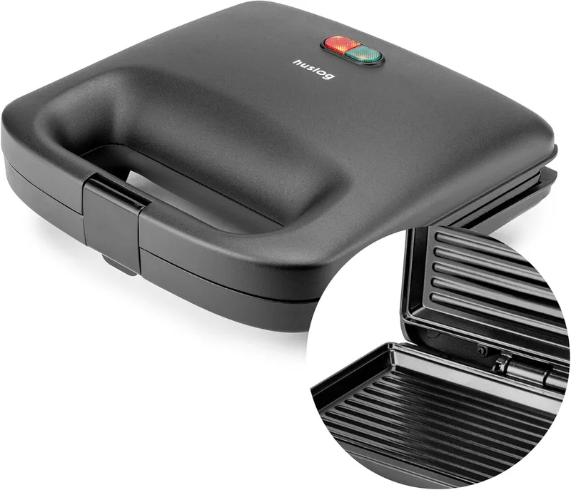 huslog ▫️ QuickBite - Torradeira antiaderente de 1000 W, para paninis e sanduíches, cor preta