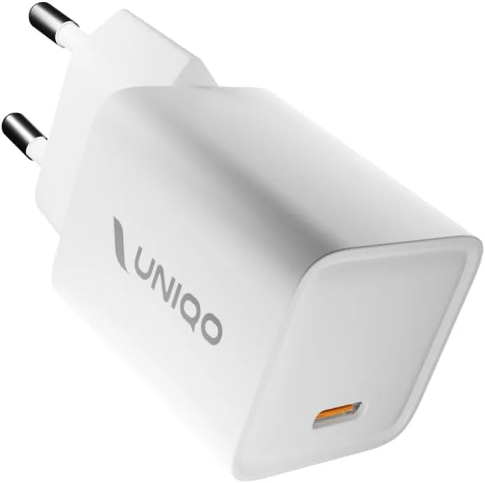 UNIQO ▫️ GAN Nano Charger 20 W, Carregador USB-C, Tecnologia GAN, Ultracompacto, Adaptador de alimentação Power Delivery (PD 3.0 PPS), Carregador para iPhone, Android, tablet e MacBook Neo, Branco