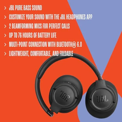 JBL ▫️ Tune 730BT, Auscultadores circumaurais sem fios com Bluetooth, Preto 5