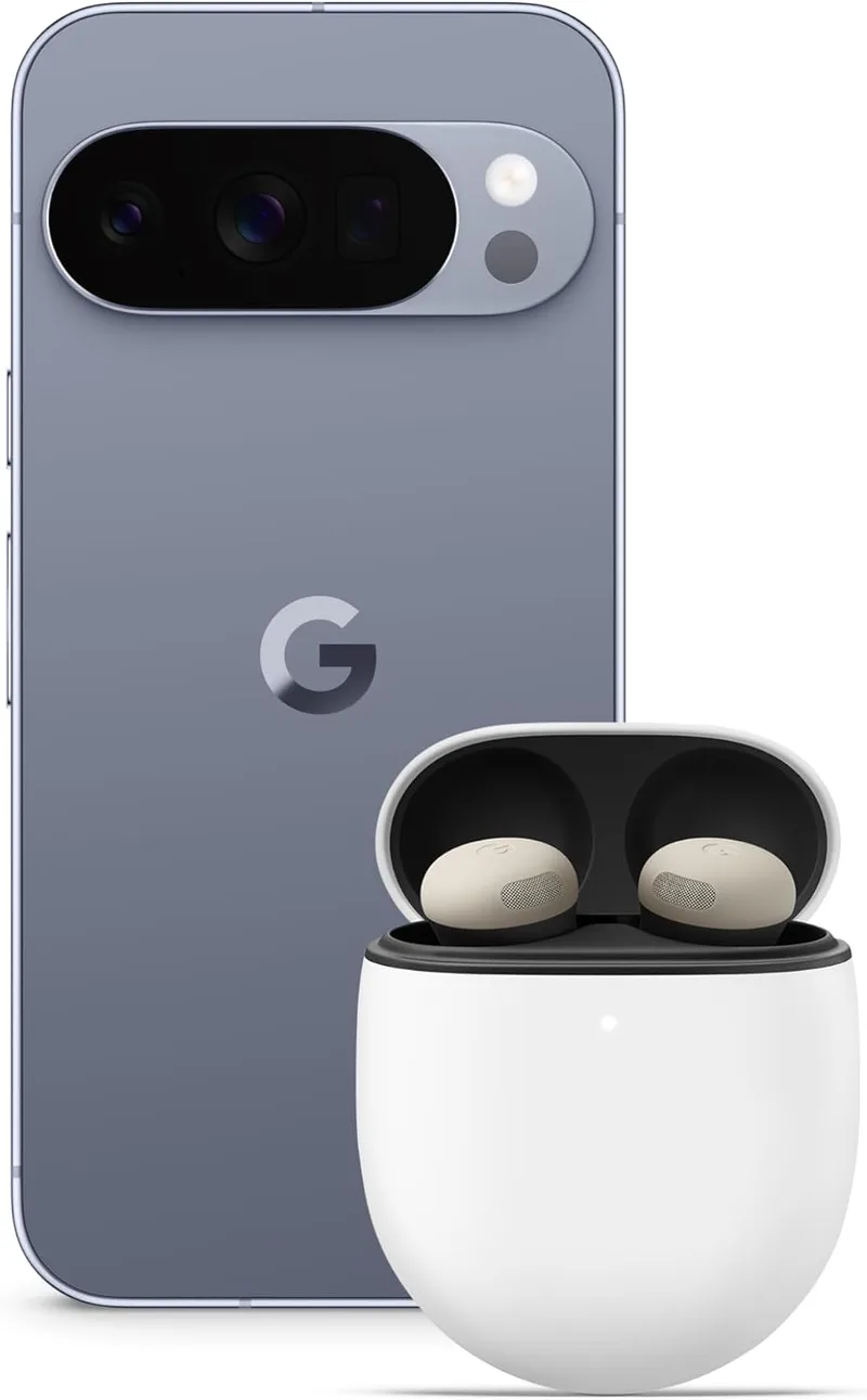 Google ▫️ Pixel 10 Pro - Smartphone Android desbloqueado com Gemini, sistema de três câmaras traseiras, bateria com autonomia de mais de 24 horas e ecrã Super Actua de 6,3" - Moonstone, 128 GB + Buds Pro 2