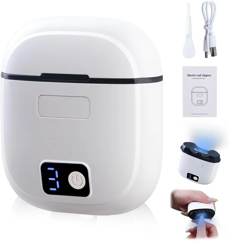 eMjollRay ▫️ Corta-unhas elétrico com luz LED Corta-unhas e polidores de 3 velocidades USB C recarregável para adultos e crianças