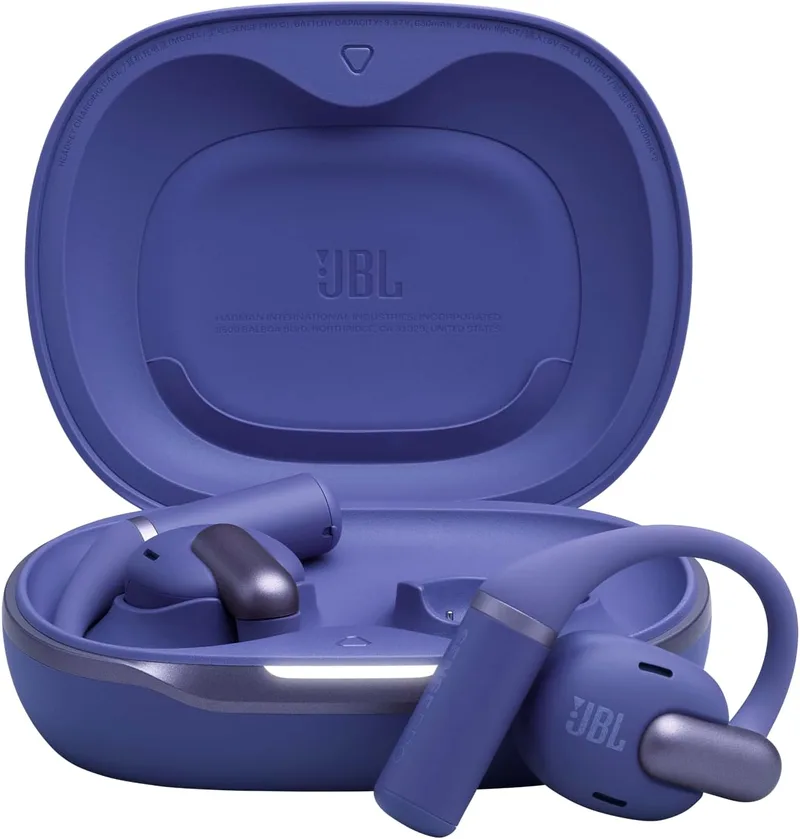 JBL ▫️ Auscultadores sem fios Sense Pro Open-Ear True Wireless, até 38 horas de autonomia da bateria, resistência IP54 à água e ao pó, tecnologia OpenSound e Spatial Sound, azul