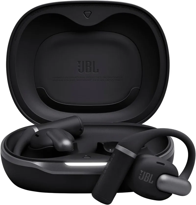 JBL ▫️ Auscultadores sem fios Sense Pro Open-Ear True Wireless, até 38 horas de autonomia da bateria, resistência IP54 à água e ao pó, tecnologia OpenSound e Spatial Sound, preto