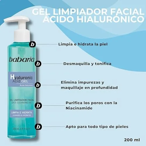 Babaria ▫️ Conjunto de Presente para Mulher com Ácido Hialurónico | Conjunto de Cuidados para o Rosto e o Corpo: Creme para as Mãos, Desodorizante, Gel de Limpeza Facial e Loção Hidratante | Rotina Antienvelhecimento Vegana 2