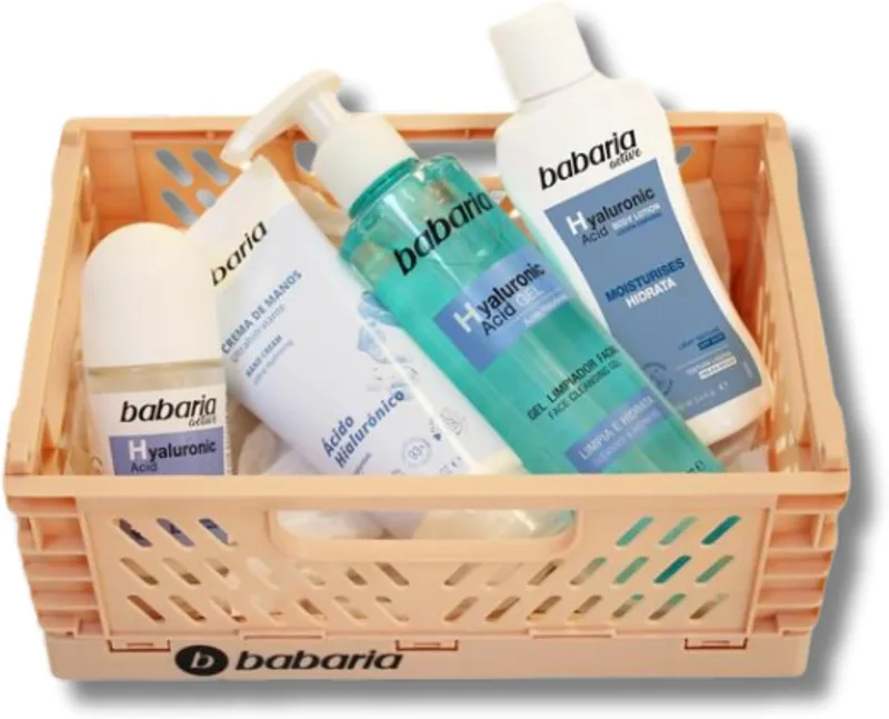 Babaria ▫️ Conjunto de Presente para Mulher com Ácido Hialurónico | Conjunto de Cuidados para o Rosto e o Corpo: Creme para as Mãos, Desodorizante, Gel de Limpeza Facial e Loção Hidratante | Rotina Antienvelhecimento Vegana