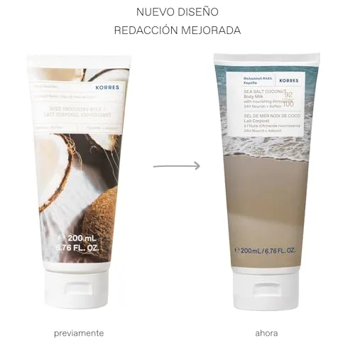 KORRES ▫️ SEA SALT COCONUT Leite Corporal com óleo de amêndoa nutritivo, para 24 horas de cuidado e suavidade, vegan, sem silicones nem parabenos, 200 ml 2