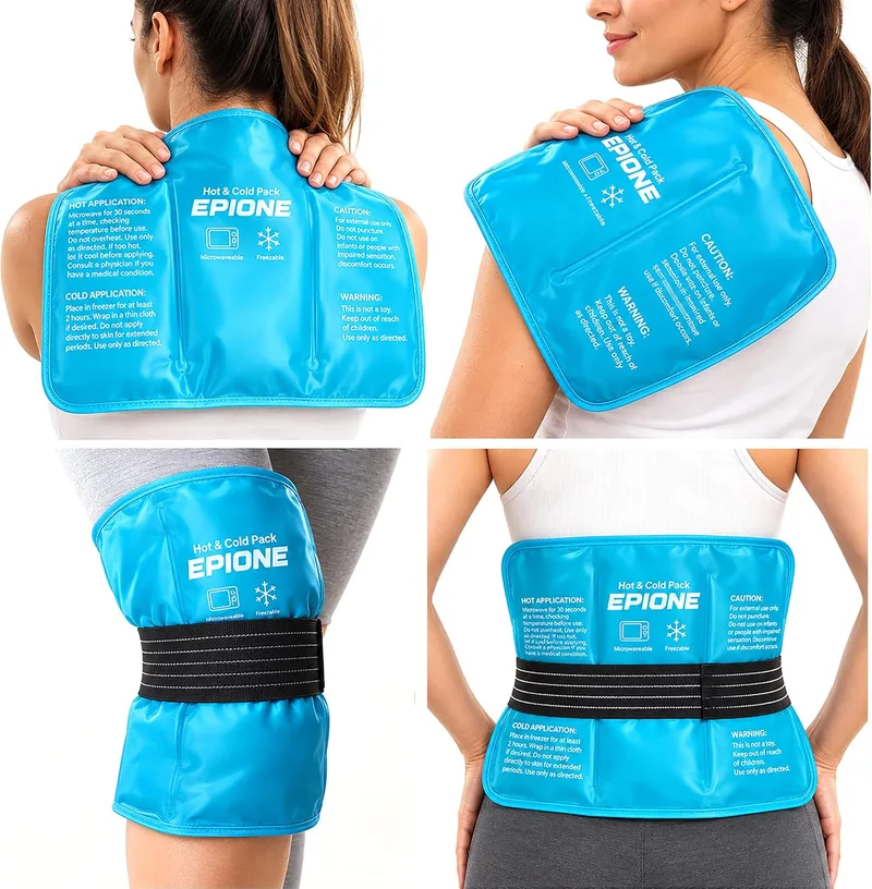 Boston Tech ▫️ EPIONE Bolsa de Gel para Frio e Calor com Alças | Compressa Grande para Ombros, Joelhos, Cotovelos, Ancas e Costas | Terapia para Lesões, Entorses, Inchaço e Dor Muscular (27 x 37 cm)