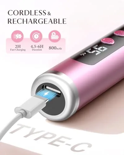 Jorest ▫️ 13 em 1 - Lixa Elétrica Profissional para Unhas, 35 000 RPM, 6 Velocidades Ajustáveis, Conjunto de Manicura e Pedicura, Polidor, Broca para Unhas de Gel, Removedor de Cutículas, Manicure, Rosa 5