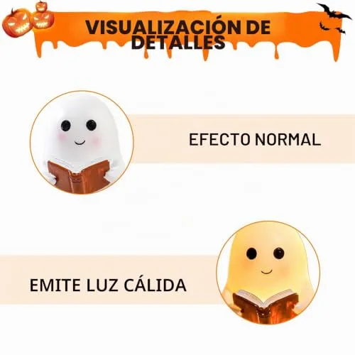 HUIKUANGEU ▫️ Candeeiro Fantasma, Bonito Candeeiro de Leitura Fantasma de 15 cm, Decoração de Halloween, Luz Noturna LED 3D para o Halloween, para o Carnaval, Mardi Gras, Festa Temática, Véspera de Todos os Santos 3