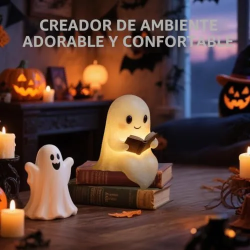 HUIKUANGEU ▫️ Candeeiro Fantasma, Bonito Candeeiro de Leitura Fantasma de 15 cm, Decoração de Halloween, Luz Noturna LED 3D para o Halloween, para o Carnaval, Mardi Gras, Festa Temática, Véspera de Todos os Santos 4