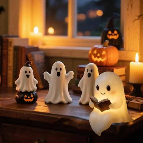 HUIKUANGEU ▫️ Candeeiro Fantasma, Bonito Candeeiro de Leitura Fantasma de 15 cm, Decoração de Halloween, Luz Noturna LED 3D para o Halloween, para o Carnaval, Mardi Gras, Festa Temática, Véspera de Todos os Santos 5