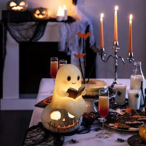 HUIKUANGEU ▫️ Candeeiro Fantasma, Bonito Candeeiro de Leitura Fantasma de 15 cm, Decoração de Halloween, Luz Noturna LED 3D para o Halloween, para o Carnaval, Mardi Gras, Festa Temática, Véspera de Todos os Santos 6