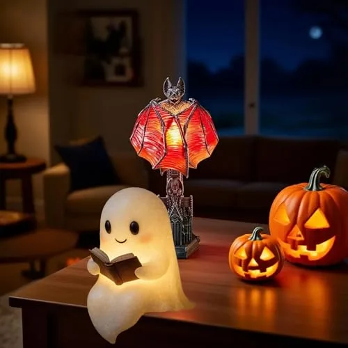 HUIKUANGEU ▫️ Candeeiro Fantasma, Bonito Candeeiro de Leitura Fantasma de 15 cm, Decoração de Halloween, Luz Noturna LED 3D para o Halloween, para o Carnaval, Mardi Gras, Festa Temática, Véspera de Todos os Santos 7
