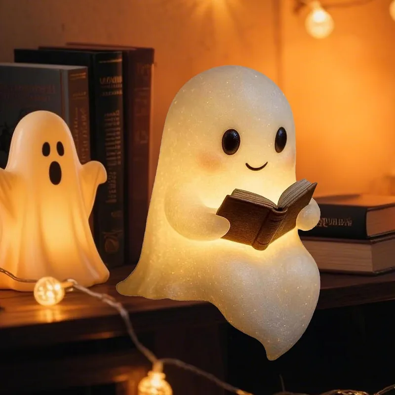 HUIKUANGEU ▫️ Candeeiro Fantasma, Bonito Candeeiro de Leitura Fantasma de 15 cm, Decoração de Halloween, Luz Noturna LED 3D para o Halloween, para o Carnaval, Mardi Gras, Festa Temática, Véspera de Todos os Santos