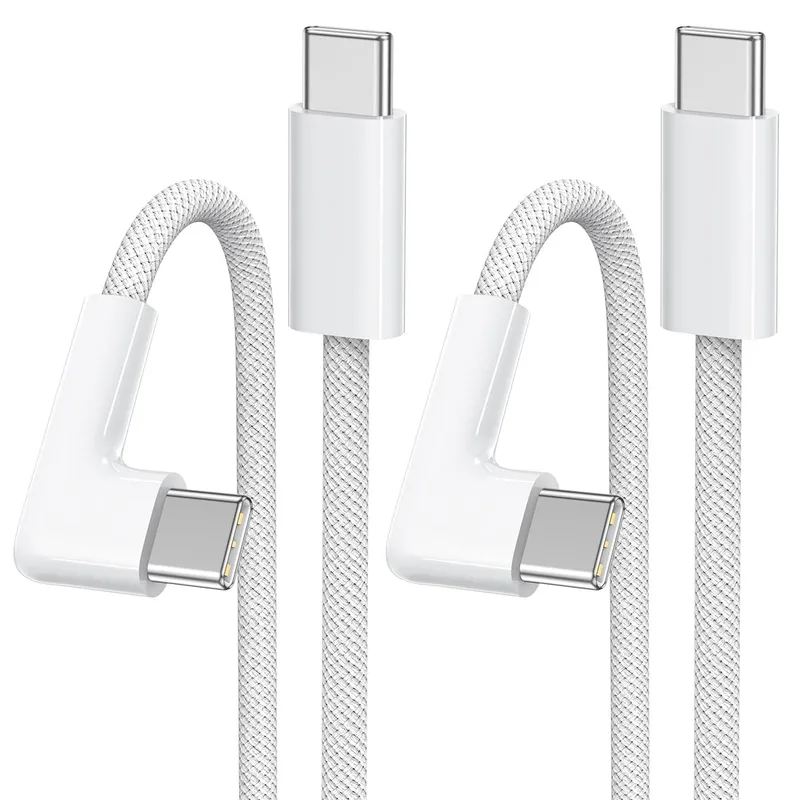 GIANAC ▫️ Cabo USB-C para iPhone 17, 16 e 15 [Conjunto de 2, 1 m] Cabo USB-C para USB-C de 60 W, ângulo de 90 graus, PD, carregamento rápido, USB Tipo C, compatível com iPhone 17/16/15 Plus, Pro e MAX, MacBook Pro/Air, Galaxy S25/S24, Google Pixel e iPad Pro