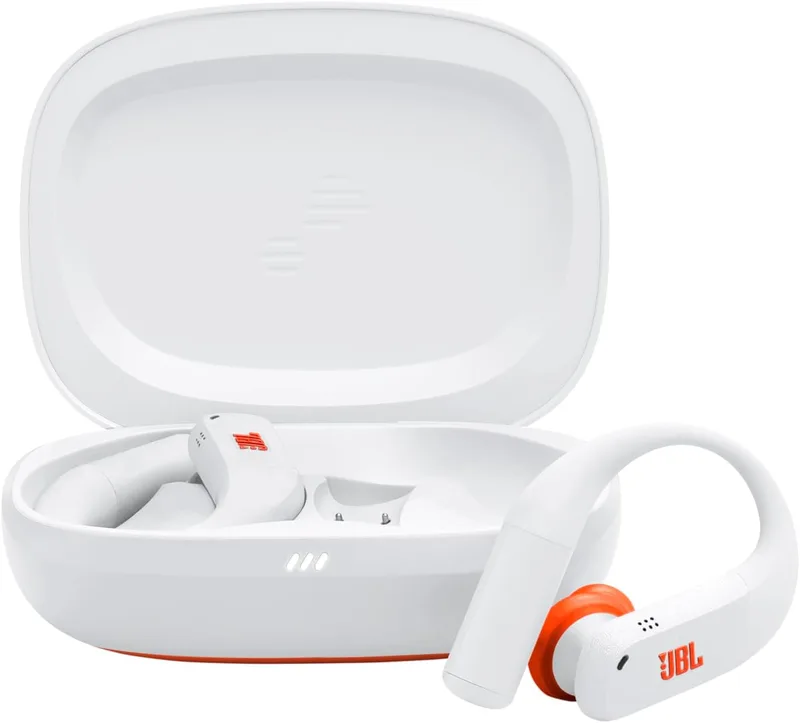 JBL ▫️ Auscultadores desportivos intra-auriculares com cancelamento de ruído Endurance Peak 4 sem fios, Bluetooth, 48 h de autonomia da bateria, ajuste seguro TwistLock, IP68, som Pure Bass, branco