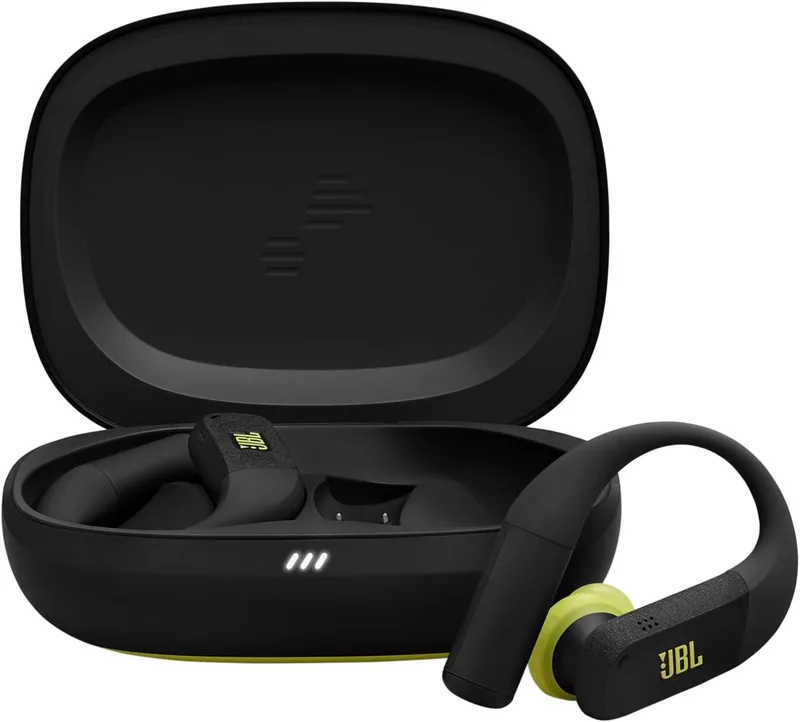 JBL ▫️ Auscultadores desportivos intra-auriculares com cancelamento de ruído Endurance Peak 4 sem fios, Bluetooth, 48 h de autonomia da bateria, ajuste seguro TwistLock, IP68, som Pure Bass, preto/verde