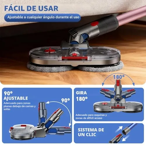 NIKYJM ▫️ Cabeça de esfregona elétrica para Dyson V7, V8, V10, V11 e V15. Acessório de esfregona para Dyson com depósito de água amovível, depósito de enchimento e 8 panos laváveis 3