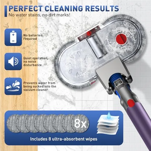 NIKYJM ▫️ Cabeça de esfregona elétrica para Dyson V7, V8, V10, V11 e V15. Acessório de esfregona para Dyson com depósito de água amovível, depósito de enchimento e 8 panos laváveis 6