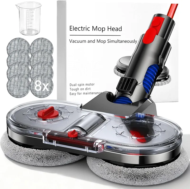 NIKYJM ▫️ Cabeça de esfregona elétrica para Dyson V7, V8, V10, V11 e V15. Acessório de esfregona para Dyson com depósito de água amovível, depósito de enchimento e 8 panos laváveis