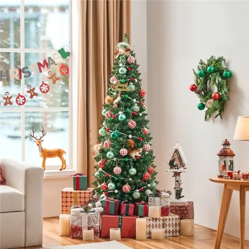 Yaheetech ▫️ Árvore de Natal estreita com 154 cm e 294 ramos, verde 2