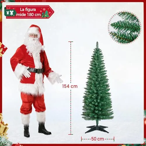 Yaheetech ▫️ Árvore de Natal estreita com 154 cm e 294 ramos, verde 3