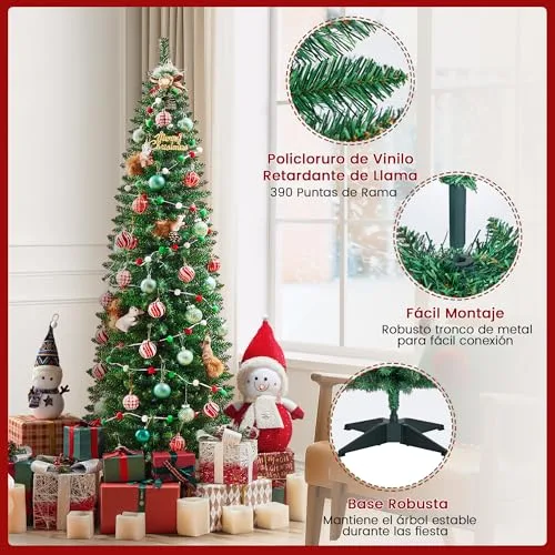 Yaheetech ▫️ Árvore de Natal estreita com 154 cm e 294 ramos, verde 4