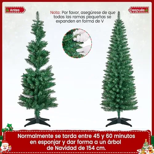 Yaheetech ▫️ Árvore de Natal estreita com 154 cm e 294 ramos, verde 5