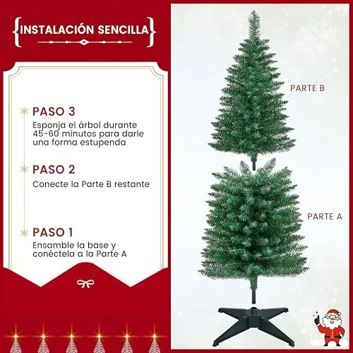 Yaheetech ▫️ Árvore de Natal estreita com 154 cm e 294 ramos, verde 7