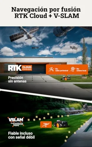 WORX ▫️ Robô cortador de relva Landroid Vision Cloud WR306E 2WD, sem fio perimetral, até 500 m², evasão de obstáculos com IA, navegação VSLAM + RTK Cloud, mapeamento automático, controlo através da aplicação 3