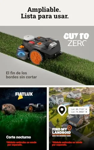 WORX ▫️ Robô cortador de relva Landroid Vision Cloud WR306E 2WD, sem fio perimetral, até 500 m², evasão de obstáculos com IA, navegação VSLAM + RTK Cloud, mapeamento automático, controlo através da aplicação 4
