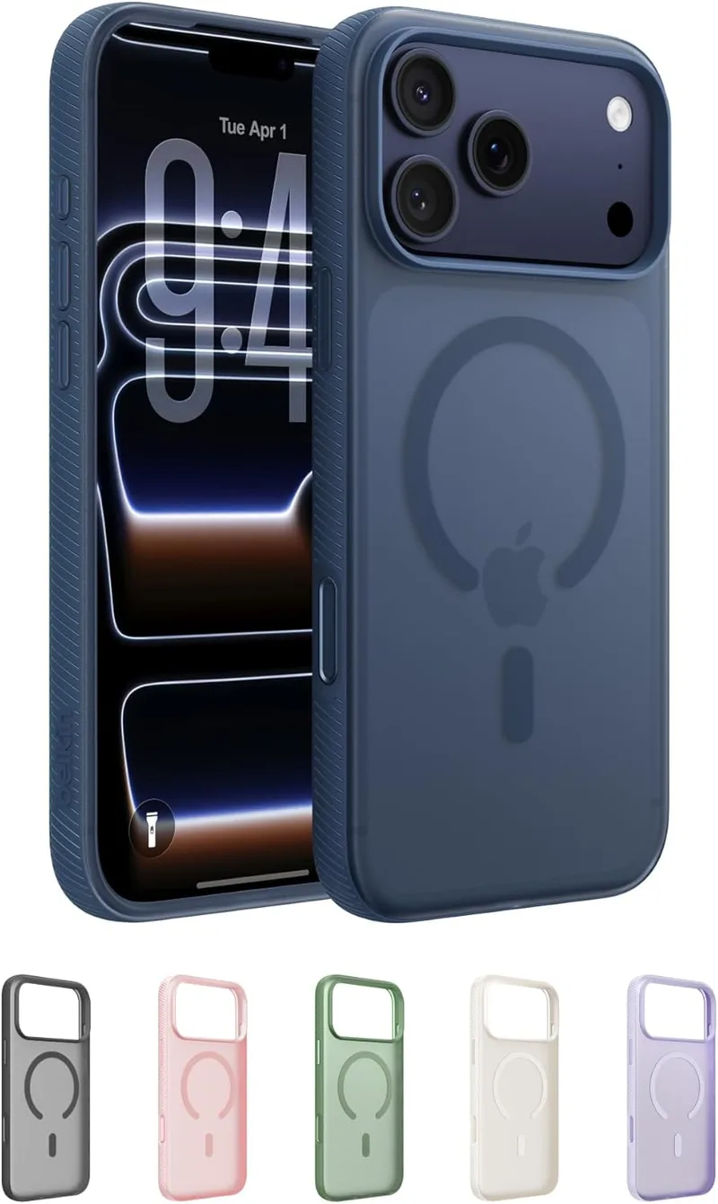 Belkin ▫️ Capa SheerForce Grip para iPhone 17 Pro MAX, compatível com MagSafe, ultrafina, com faixas laterais antiderrapantes, estrutura magnética, transparente e resistente a impactos para iPhone - Azul
