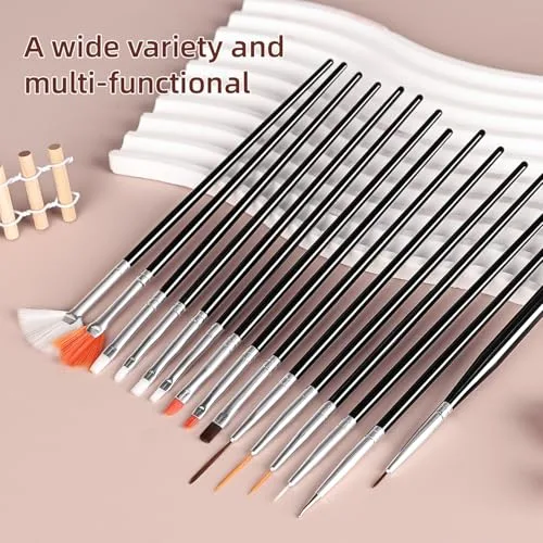 JODSONE ▫️ 32 pincéis profissionais para design de unhas, lápis de desenho para unhas e ferramentas de perfuração com suporte para pincéis de unhas, pincéis de manicure de precisão para principiantes e salões 6