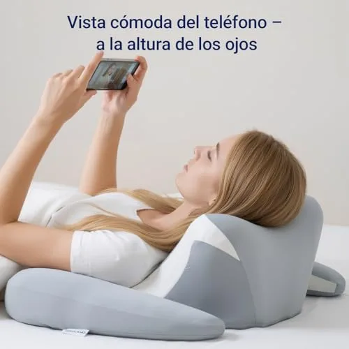 COSYLAND ▫️ Almofada Cervical e para o Pescoço - Ergonómica para dormir de lado, de barriga para cima ou para baixo, espuma viscoelástica, design com espaço para as orelhas e os braços, capa respirável, 64×48×24 cm, cinzenta 4