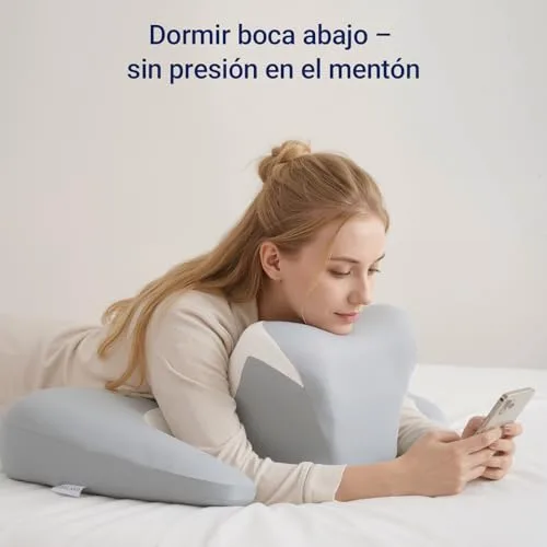 COSYLAND ▫️ Almofada Cervical e para o Pescoço - Ergonómica para dormir de lado, de barriga para cima ou para baixo, espuma viscoelástica, design com espaço para as orelhas e os braços, capa respirável, 64×48×24 cm, cinzenta 5