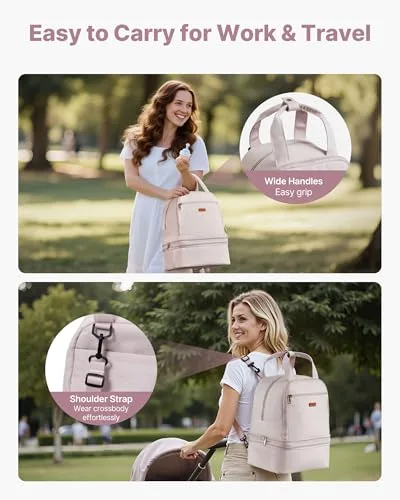 VEVOR ▫️ Mochila para bomba de leite portátil, 270 x 240 x 340 mm, com bolsa de gelo e 8 compartimentos, compatível com os modelos S1/S2, acessórios para extração e armazenamento de leite materno, rosa claro 6