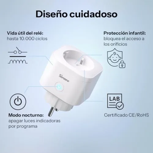 SONOFF ▫️ S61s Tomada Inteligente Wi-Fi 16 A/3840 W – Controlo Remoto e por Voz, Medidor de Consumo Elétrico, Temporizador, Compatível com Matter, Alexa, Google e Apple Home 3