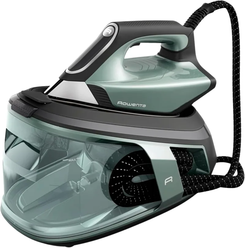 Rowenta ▫️ Force Pro 500, Centro de engomar, 7,5 Barras, 550 g/minuto de vapor, Tecnologia Quicksteam, Poupança de energia, 2 modos ECO e MAX, Eucalipto e preto, VR9042F0