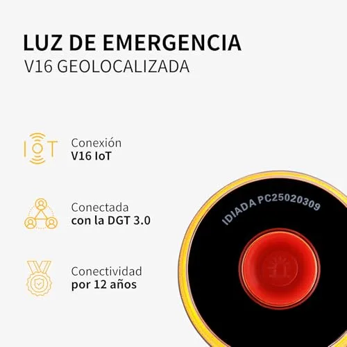 Aourow ▫️ V16 Conectado – Luz de Emergência para Automóvel Homologada pela DGT, com cartão SIM da Telefónica e dados móveis, baliza V16 homologada pela DGT com geolocalizador 3.0 + capa e acessórios para automóvel, V16 com geolocalização 5