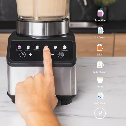 Ufesa ▫️ Batedeira Digital Citrine 1200 W, Jarro de Vidro de 1,5 L, 7 Funções Automáticas, 4 Lâminas de Aço Inoxidável, Autolimpeza e Trituração de Gelo, Smoothies, Controlo Tátil, Antiderrapante 2